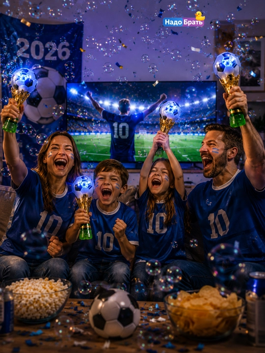 Futbol kubogi sovun pufak mashinasi FIFA 2026 uslubida LED chiroqli