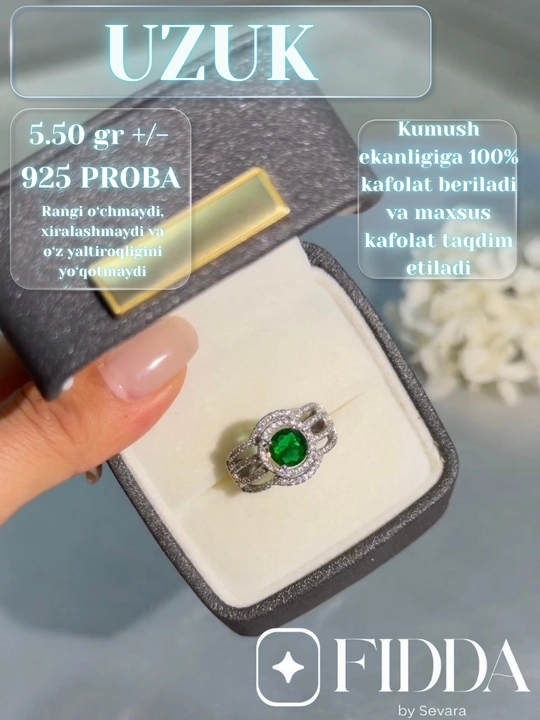 925 probali kumush uzuk ayollar uchun, fianitli ko'zli uzuk, zamonaviy  kumush 925 proba - 