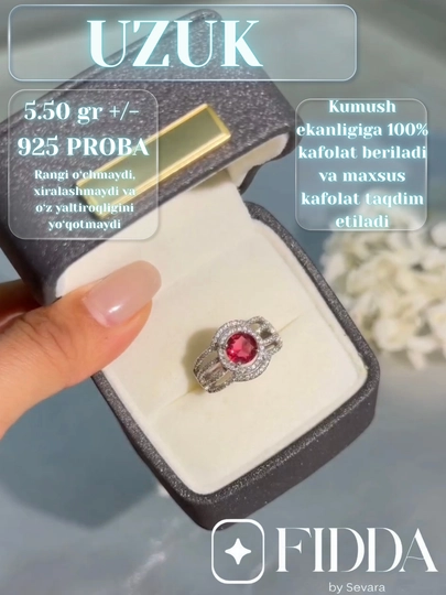 925 probali kumush uzuk ayollar uchun, fianitli ko'zli uzuk, zamonaviy  kumush 925 proba - 