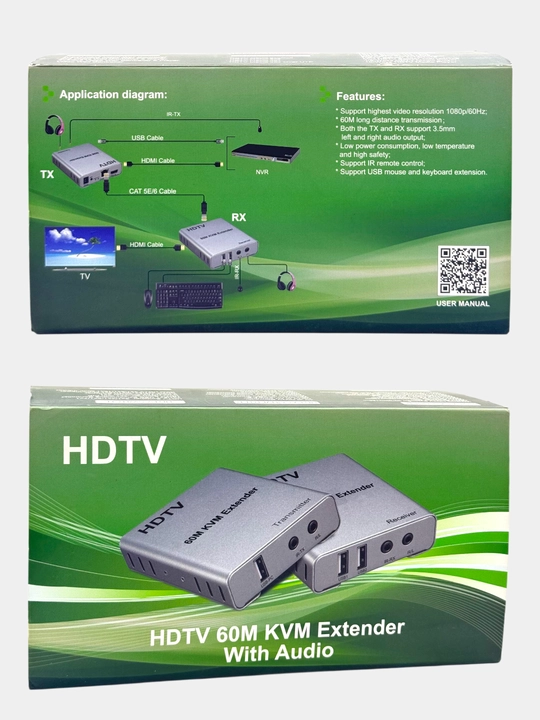 Yuqori aniqlikdagi video va audio signallarni uzatish uchun HDMI 60 metrli KVM udlinitel