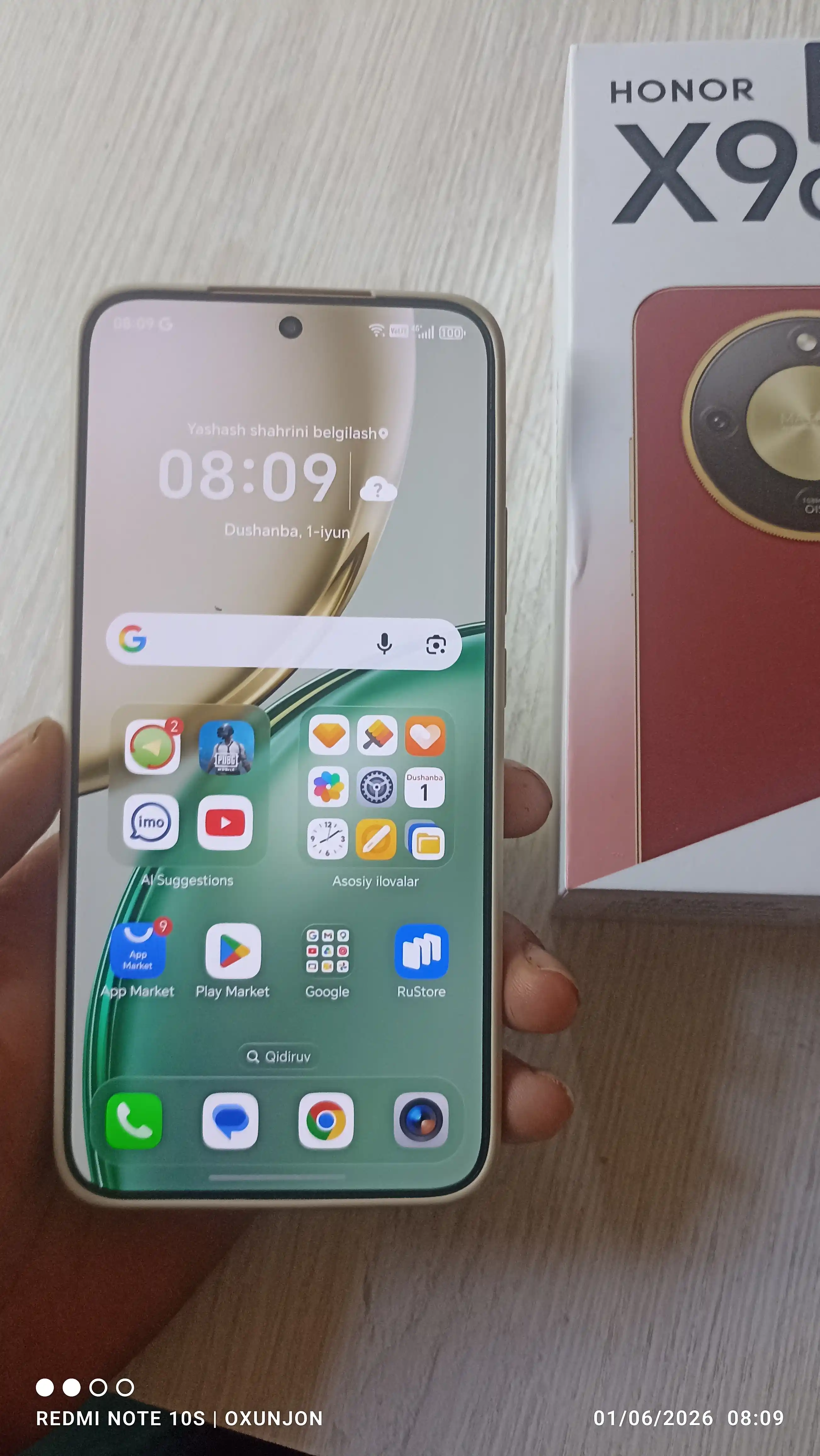 HONOR X9d 5G smartfoni, 12/256GB Snapdragon 6 Gen 4, 108 Mp, 8300 mAh,+Sovg'a Ryukzak