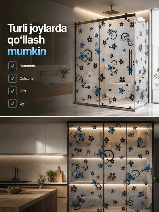 Deraza va oynalar uchun o‘z-o‘zidan yopishadigan naqshli dekorativ plyonka