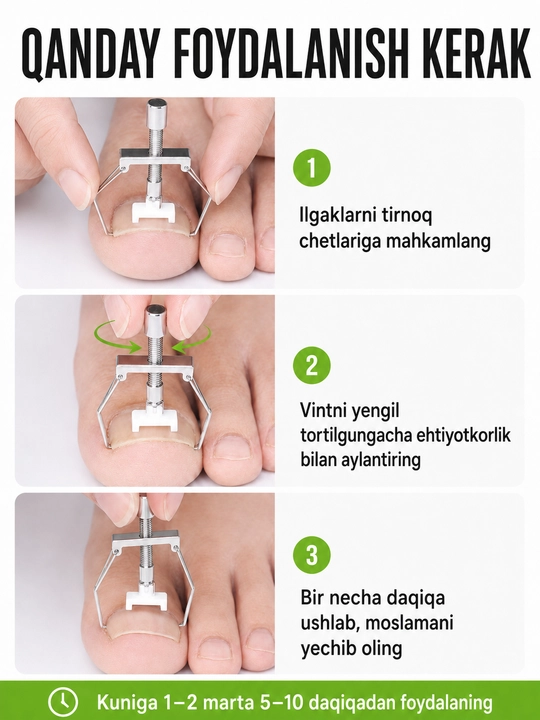 Kirib ketgan tirnoqni tuzatish uchun korrektor va qo‘shimchalar, kyuretka va yostiqchalar to‘plami