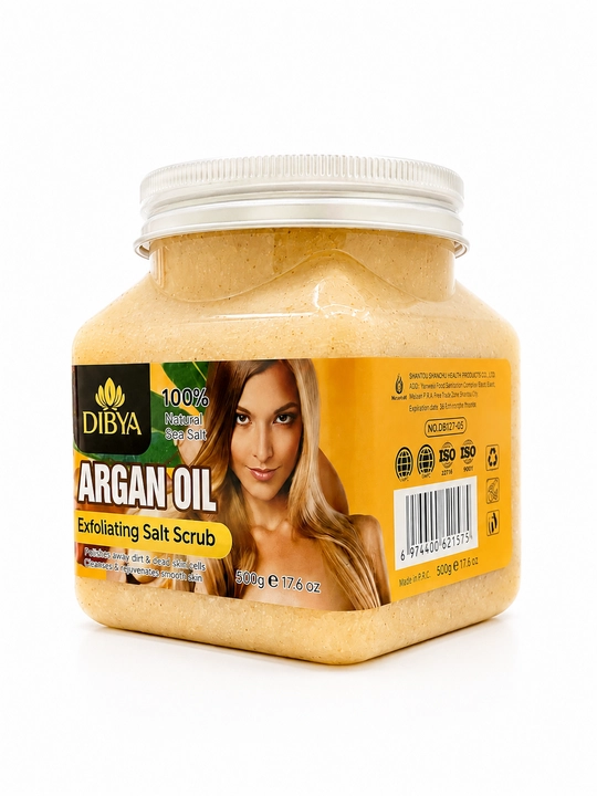 DIBYA kokos moyi bilan tana uchun po‘st tashlovchi tuzli skrab, 500 g - 