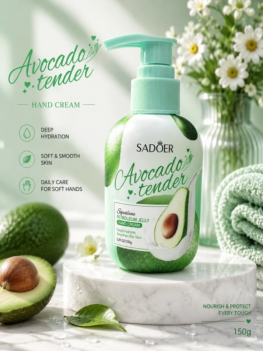 SADOER Avocado qo‘l kremi – namlantiruvchi Hand Cream 150 g