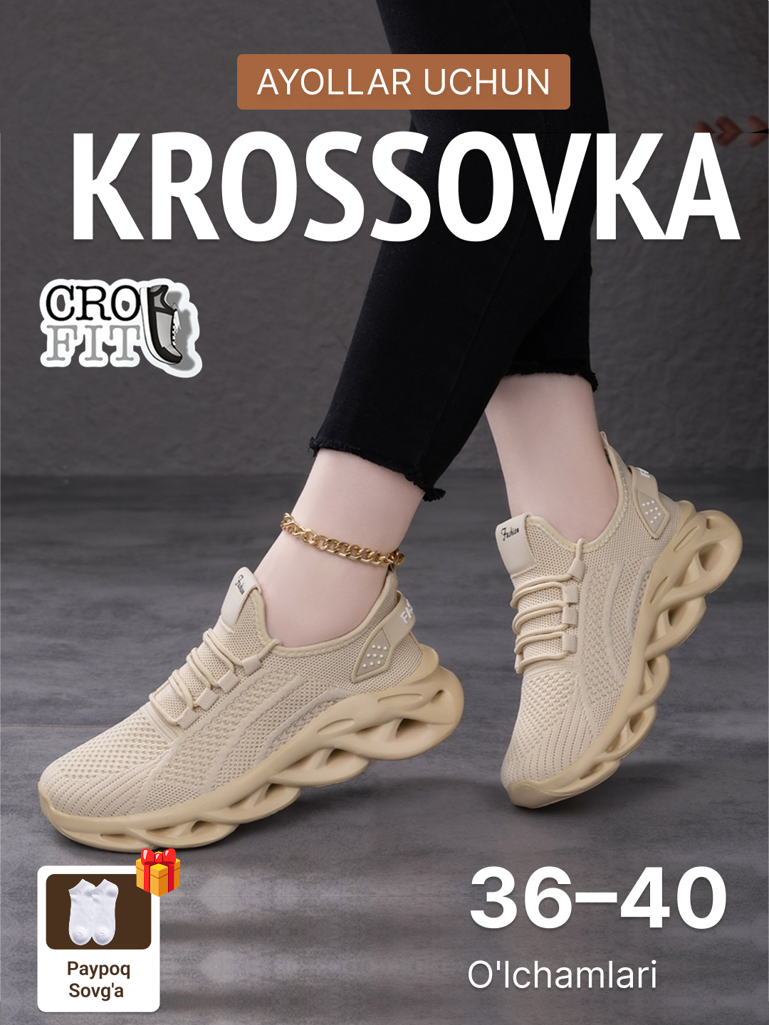 Ayollar krossovkasi, yozgi, ayollar poyabzali, 36-40 o‘lcham - 