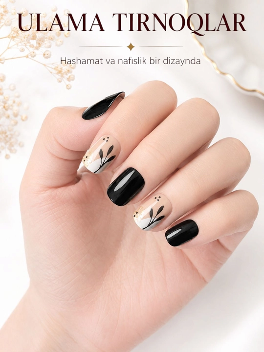 Soxta tirnoqlar - tez mahkamlanadigan, mini-yelimli, turli dizayndagi, 12-24 dona