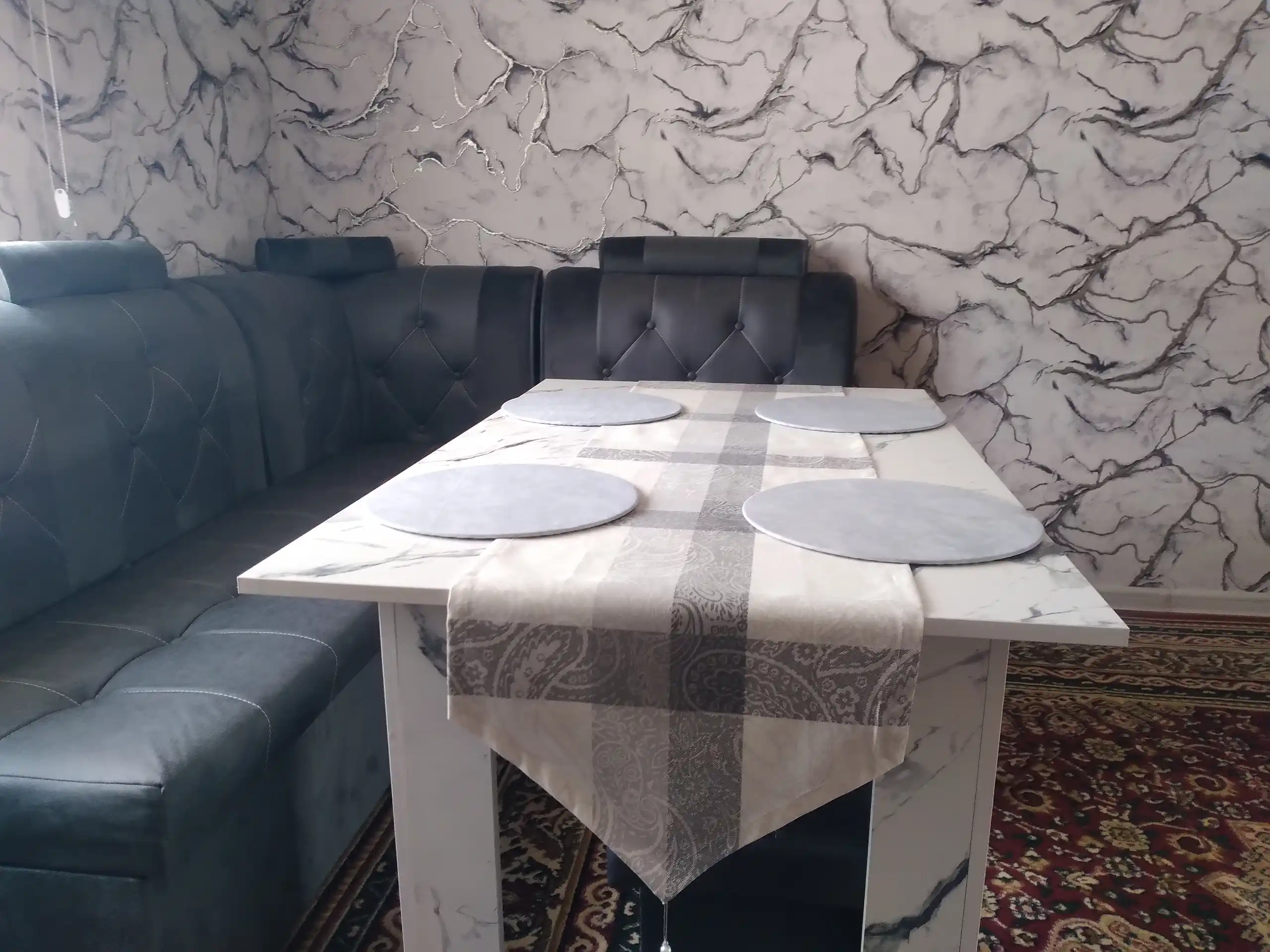 Раннер 177×40см и подтарелники 31см из Турецкой ткани Duck, подарочная скатерть, дастурхон