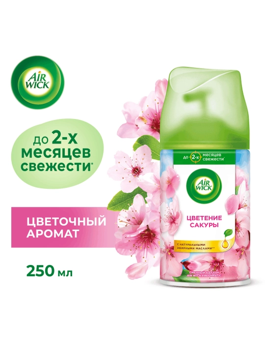Сменный баллон для автоматического освежителя AirWick цветущая сакура, 250 мл - 