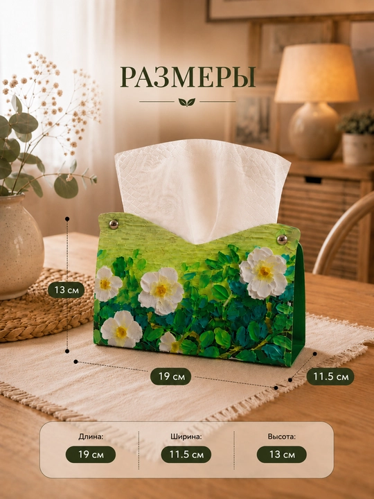 Салфетница, декоративная, настольная, с цветочным принтом