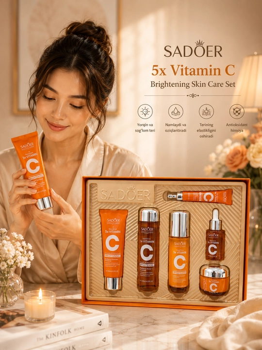 SADOER 6 in 1 yuz parvarishi to‘plami – Avocado / Snail / Collagen / Vitamin E