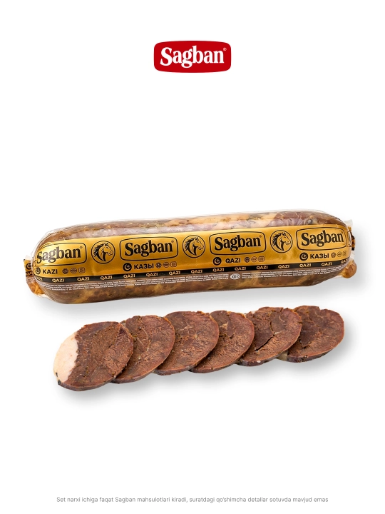 Qazi, kolbasa, servelat va pishloqli ruletli Sagban "Bayram dasturxoni" go‘sht to‘plami