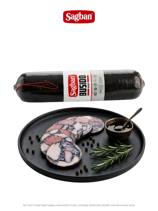 Qazi, kolbasa, servelat va pishloqli ruletli Sagban "Bayram dasturxoni" go‘sht to‘plami