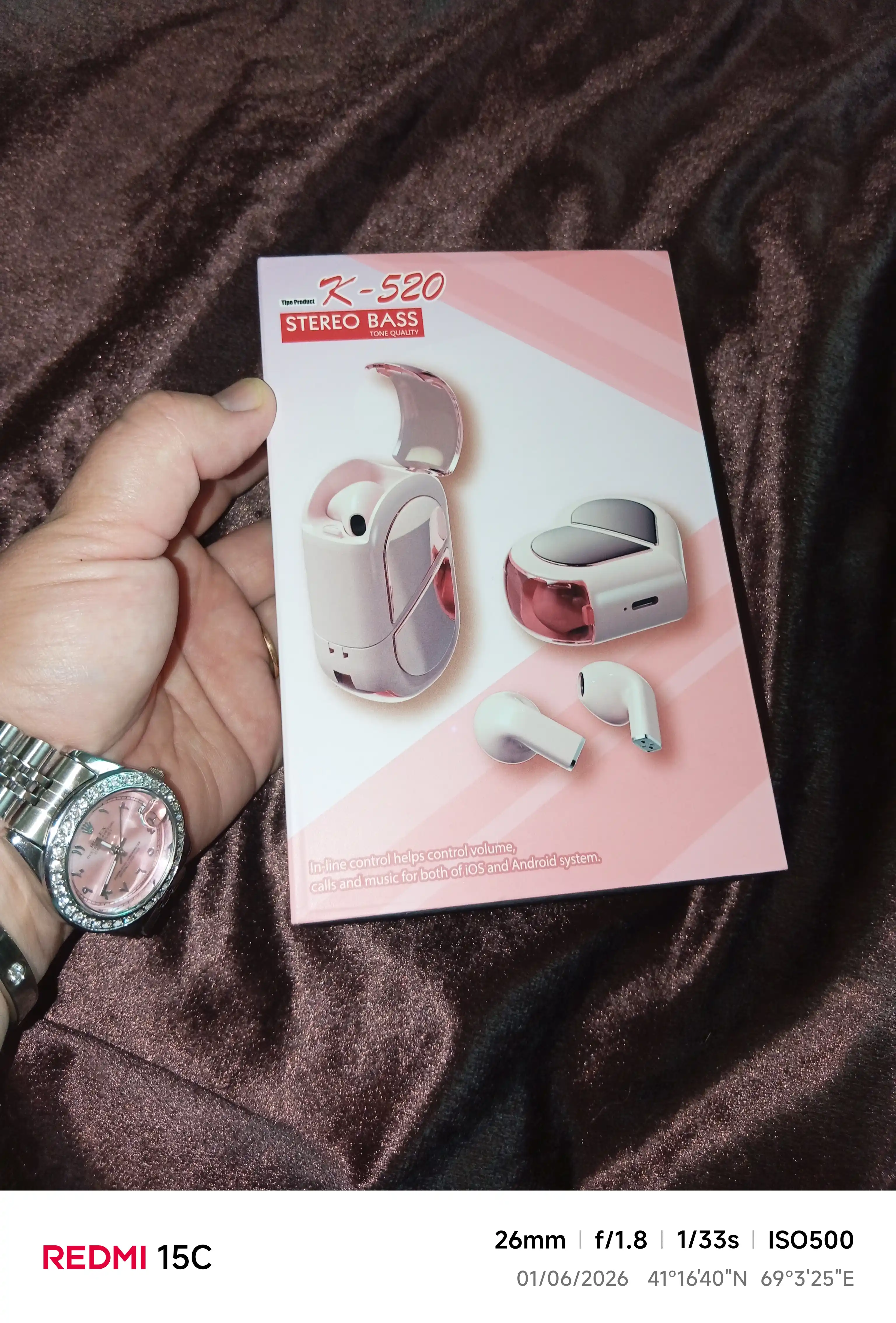 K520 Bluetooth 5.3 quloqchinlar, simsiz, mini, yurak shaklidagi buklanadigan keys