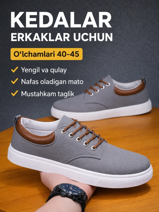 Kedalar erkaklar uchun, 40–45, 1 o'lcham kattaroq oling