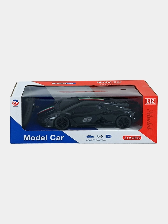 Mashinka radio boshqaruvida 1:12, qora superkar modeli