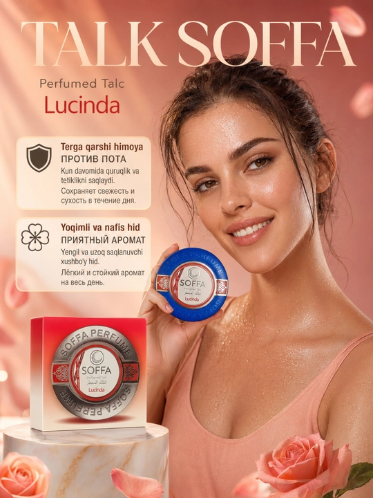Mocallure va Soffa TALK body powder – ayollar va erkaklar uchun aromatli tana talki