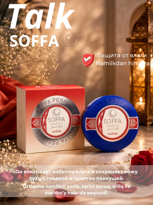 Mocallure va Soffa TALK body powder – ayollar va erkaklar uchun aromatli tana talki