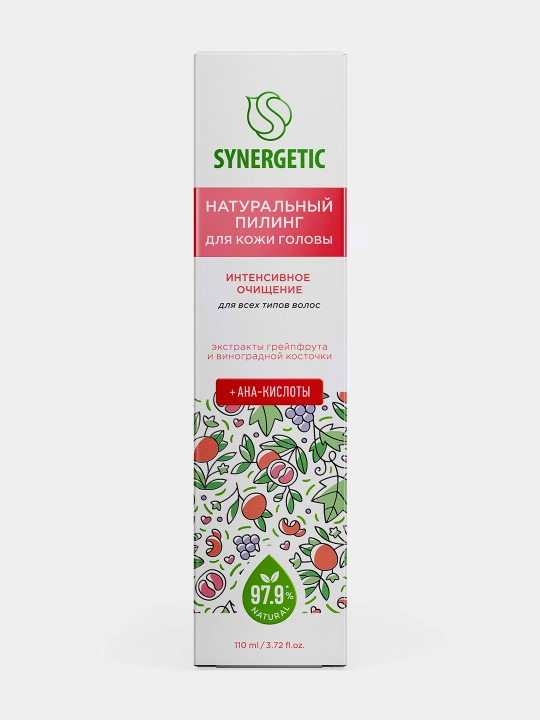 Пилинг натуральный SYNERGETIC, для кожи головы c AHA-кислотами, 110 мл