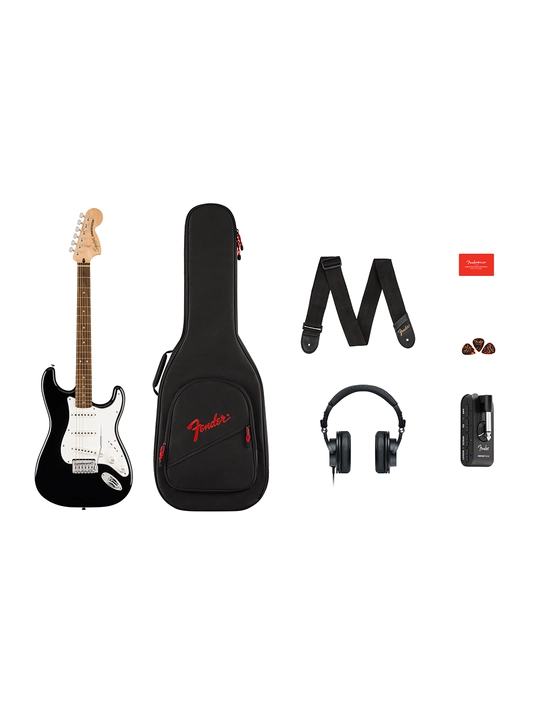 Fender Squier Affinity Stratocaster Black Mustang Micro To’plami - 