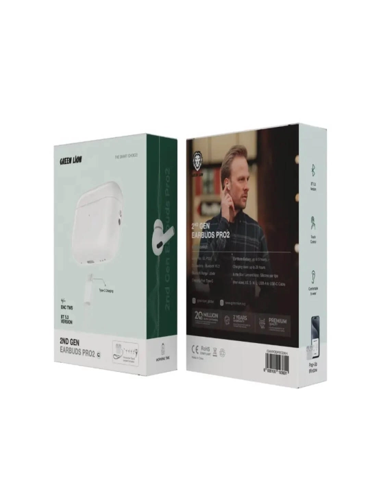 Green Lion 2-avlod quloqchinlari Pro 2 - Oq rang - 