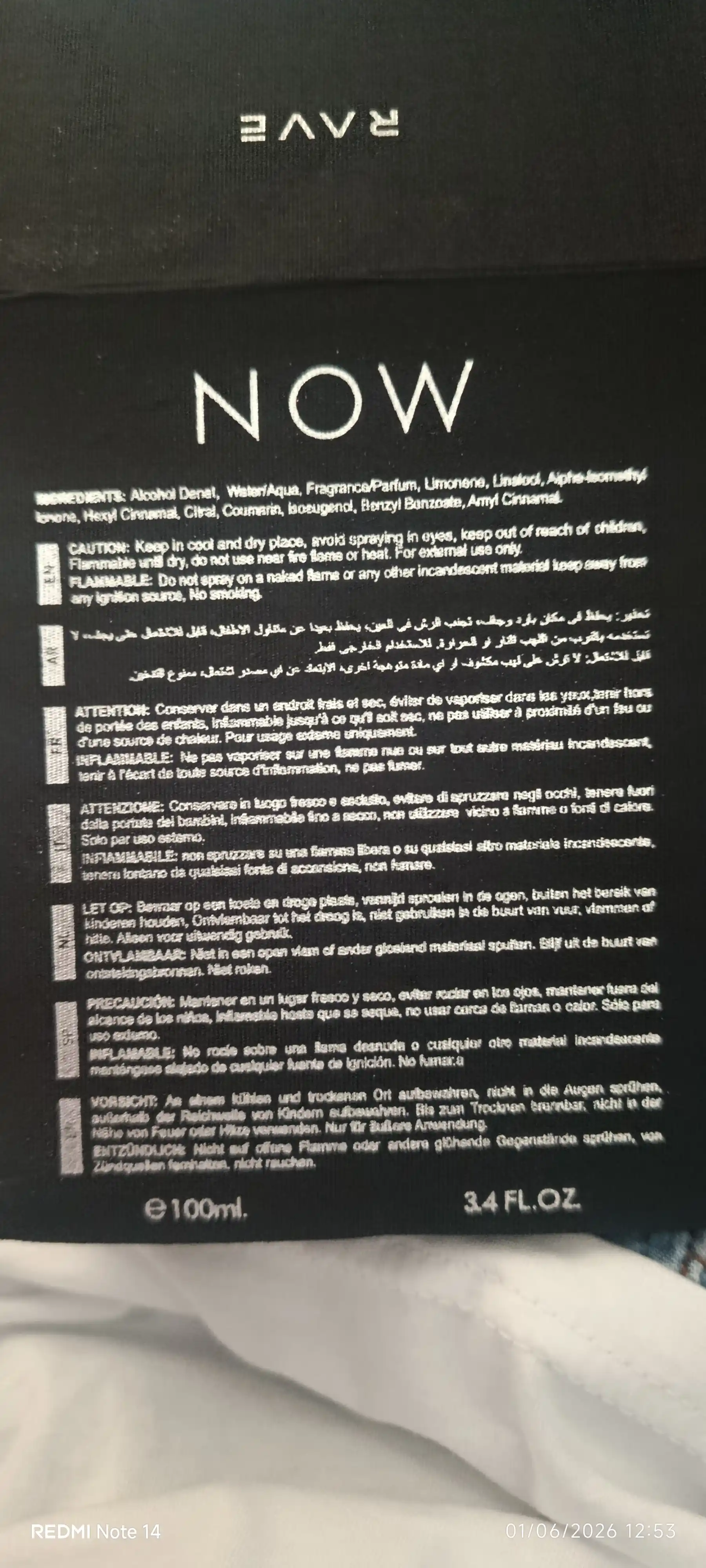 NOW RAVE, Lattafa, erkaklar uchun elegant va unikal sharqona ifor, 100 ml