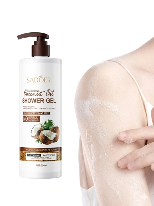Kokos moyi qo'shilgan shampun, dush uchun gel, mayin tozalash  yoqimli ifor SADOER, 500 ml
