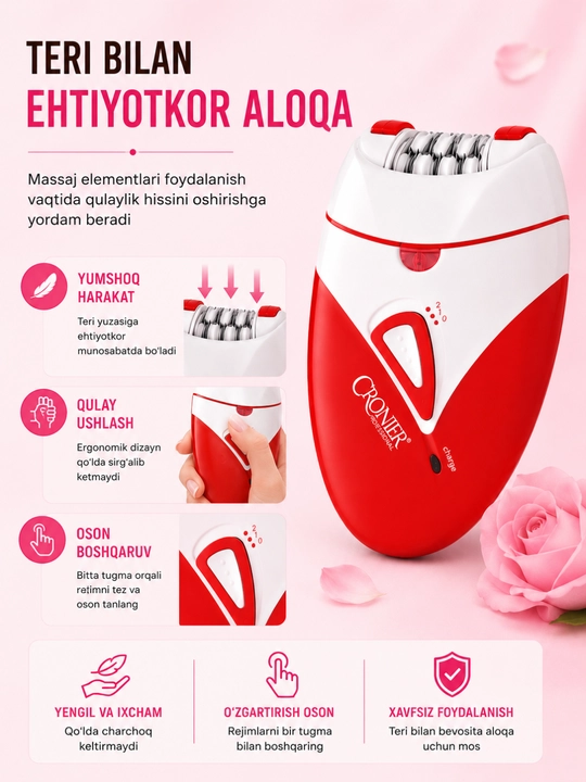 CRONIER CR-8810 Эпилятор для женщин, беспроводной прибор для удаления волос, USB зарядка
