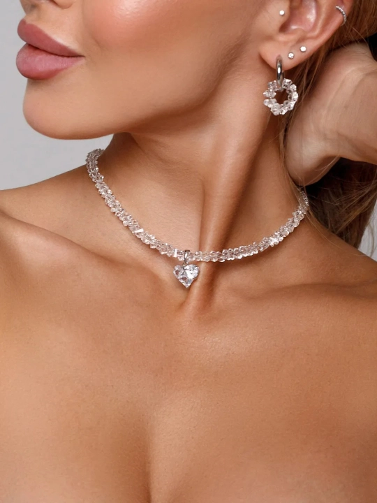 Elegant 4 tasi 1 da choker, ayollar nozik yurak zanjir taqinchoqlari, ayollar marjonlari