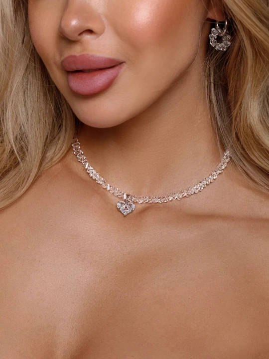 Elegant 4 tasi 1 da choker, ayollar nozik yurak zanjir taqinchoqlari, ayollar marjonlari
