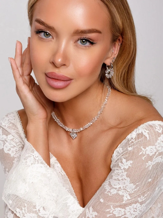 Elegant 4 tasi 1 da choker, ayollar nozik yurak zanjir taqinchoqlari, ayollar marjonlari