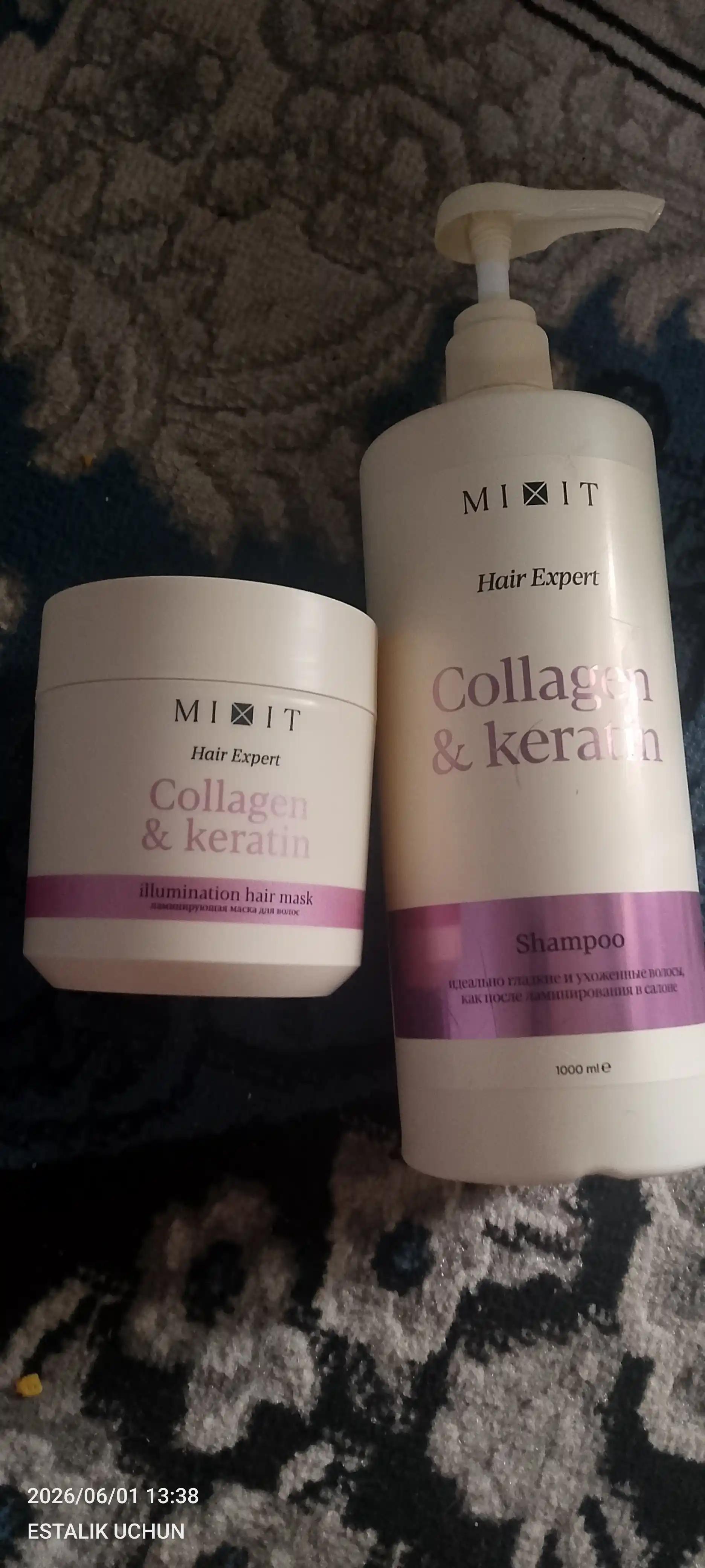 MIXIT Hair Expert keratin va kollagenli laminatsiyalovchi soch slaym-niqobi, 400 ml