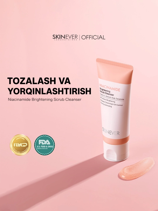 Yuvinish uchun SKINEVER niatsinamidli tozalovchi va tiniqlashtiruvchi skrab-gel, 80 ml - 