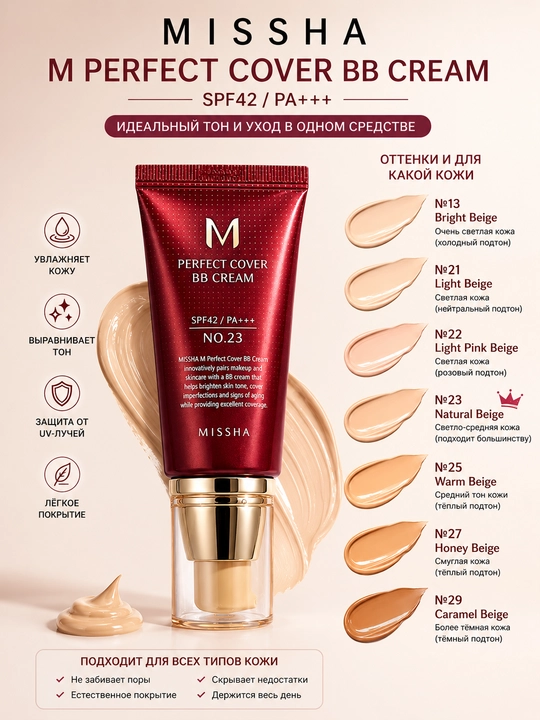 BB-крем MISSHA M Perfect Cover BB Cream SPF42 PA+++ - 