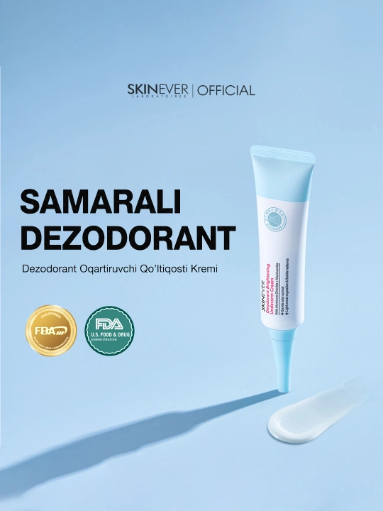 SKINEVER qo'ltiq osti terisi uchun oqartiruvchi krem-dezodorant, natsinamid bilan 30 ml - 