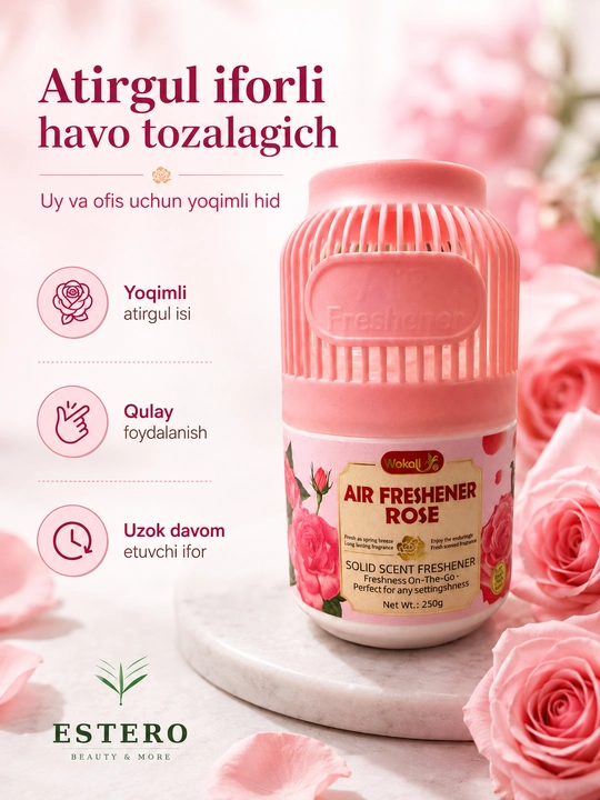 Wokali Air Freshener Rose — твёрдый освежитель воздуха с ароматом розы 250г