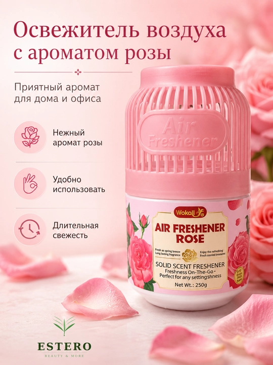 Wokali Air Freshener Rose — твёрдый освежитель воздуха с ароматом розы 250г