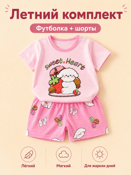 Bolalar yozgi to‘plami futbolka va shortik chaqaloqlar uchun