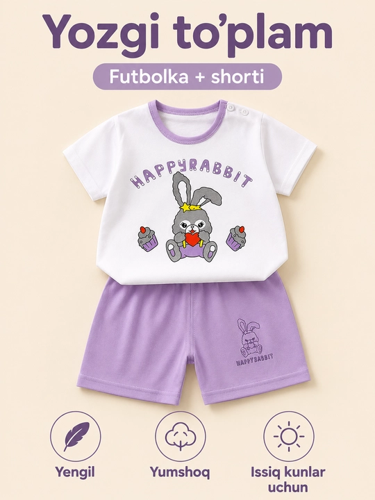 Bolalar yozgi to‘plami futbolka va shortik chaqaloqlar uchun