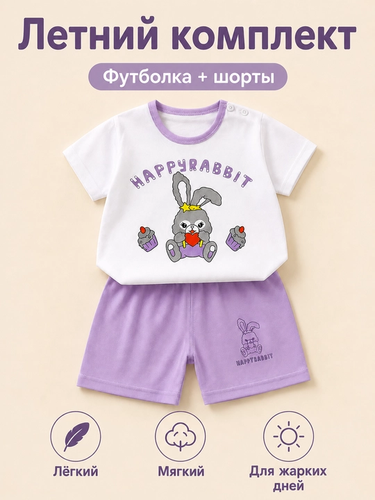 Bolalar yozgi to‘plami futbolka va shortik chaqaloqlar uchun