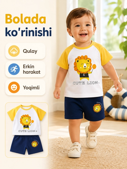 Bolalar yozgi to‘plami futbolka va shortik chaqaloqlar uchun - 