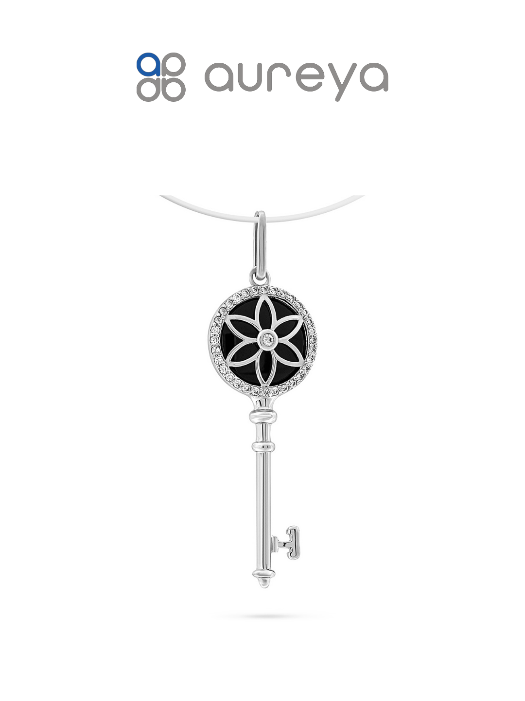 Подвес из серебра 925 пробы с родием, вставки: Фианит, Керамика (OS00262P-0W-Z10) - 