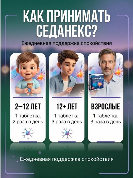 Sedaneks stress, asab va uyqu uchun magniy, glitsin va L-tianin №30, Damaar