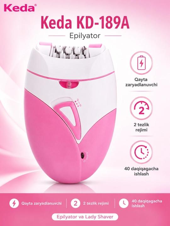 Эпилятор Keda KD-189A, Электрический эпилятор для женщин, Rechargeable Lady Shaver - 