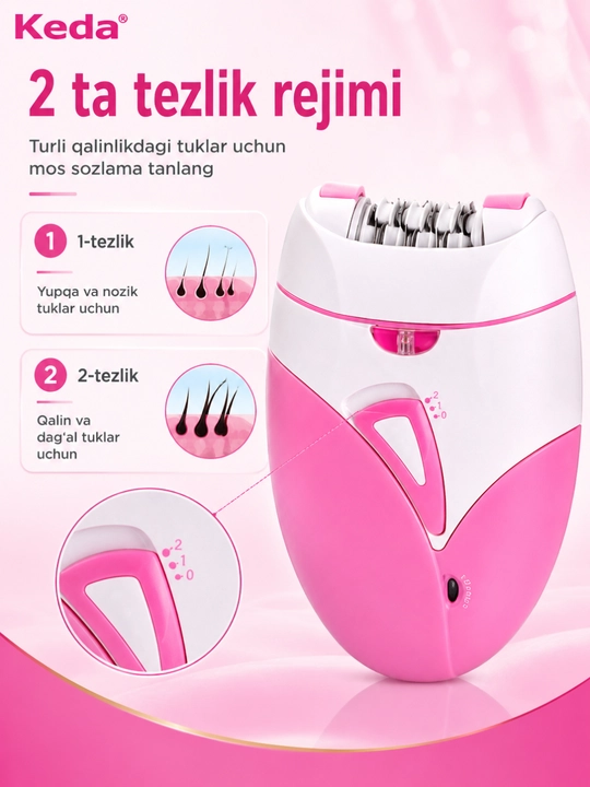 Epilyator Keda KD-189A, Ayollar uchun Elektr Epilyator, Rechargeable Lady Shaver
