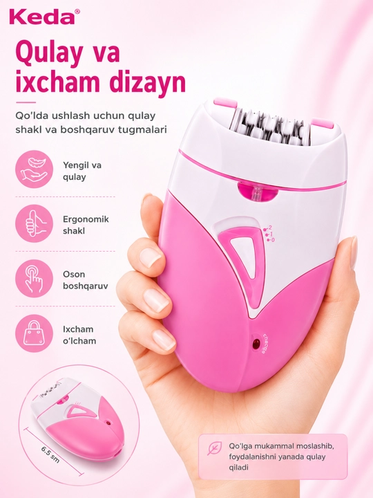 Epilyator Keda KD-189A, Ayollar uchun Elektr Epilyator, Rechargeable Lady Shaver