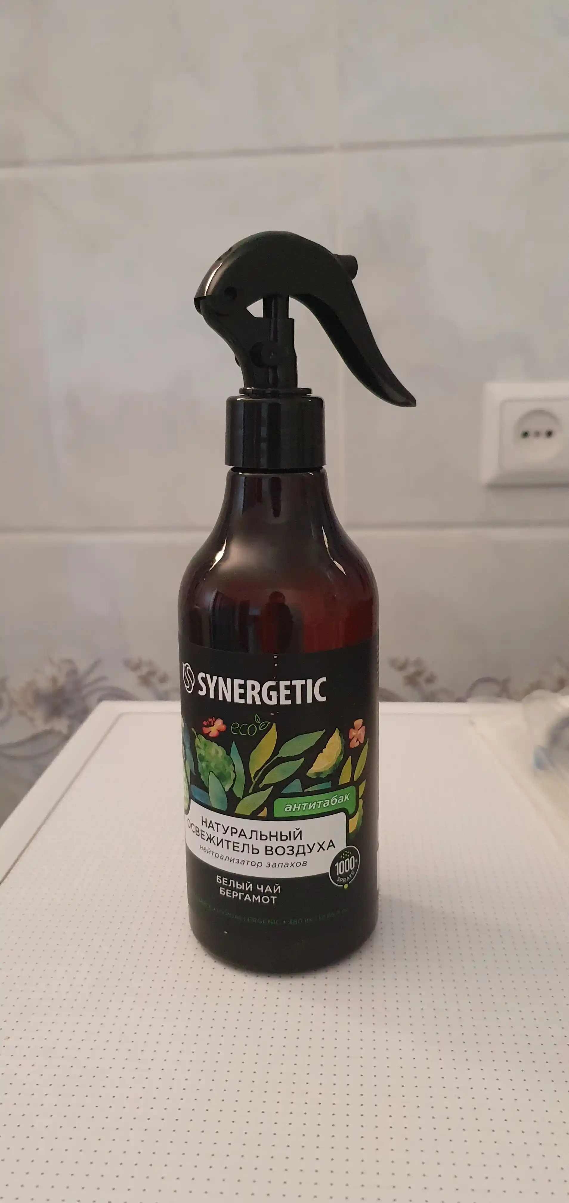 SYNERGETIC "Oq choy va bergamot" (Tamakiga qarshi) havo tozalagichi, 380 ml