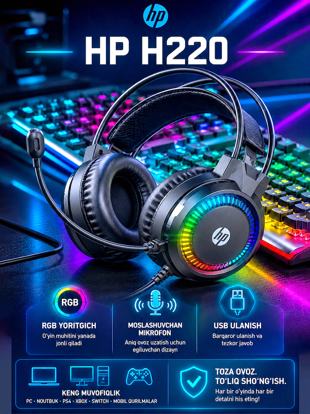 O‘yin quloqchinlari, geymer quloqchinlari, HP H220 garniturasi