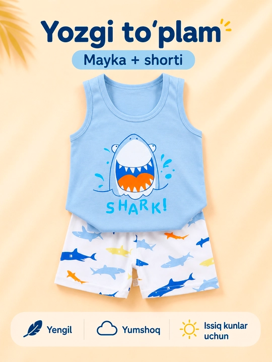 Bolalar yozgi to‘plami, mayka va shortik