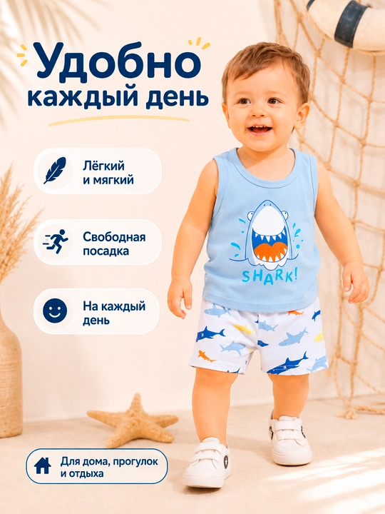 Bolalar yozgi to‘plami, mayka va shortik